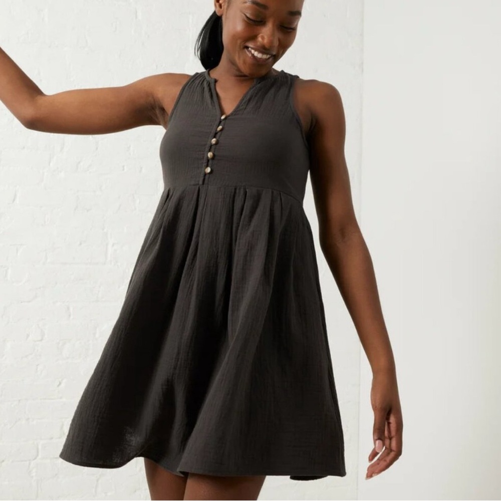 Up West - Coastal Cotton Tank Button-Front Dress